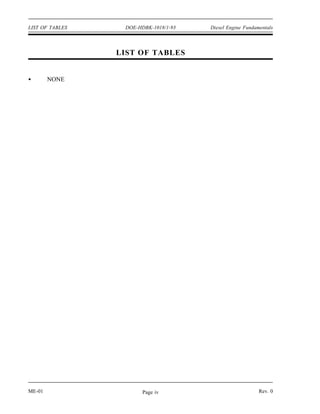 LIST OF TABLES    DOE-HDBK-1018/1-93   Diesel Engine Fundamentals




                 LIST OF TABLES


        NONE




ME-01                   Page iv                            Rev. 0
 