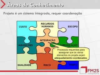 Áreas de Conhecimento
Projeto é um sistema integrado, requer coordenação
 