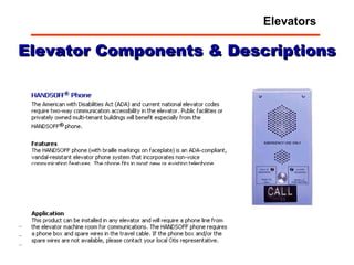 Elevator Components & Descriptions Elevators 