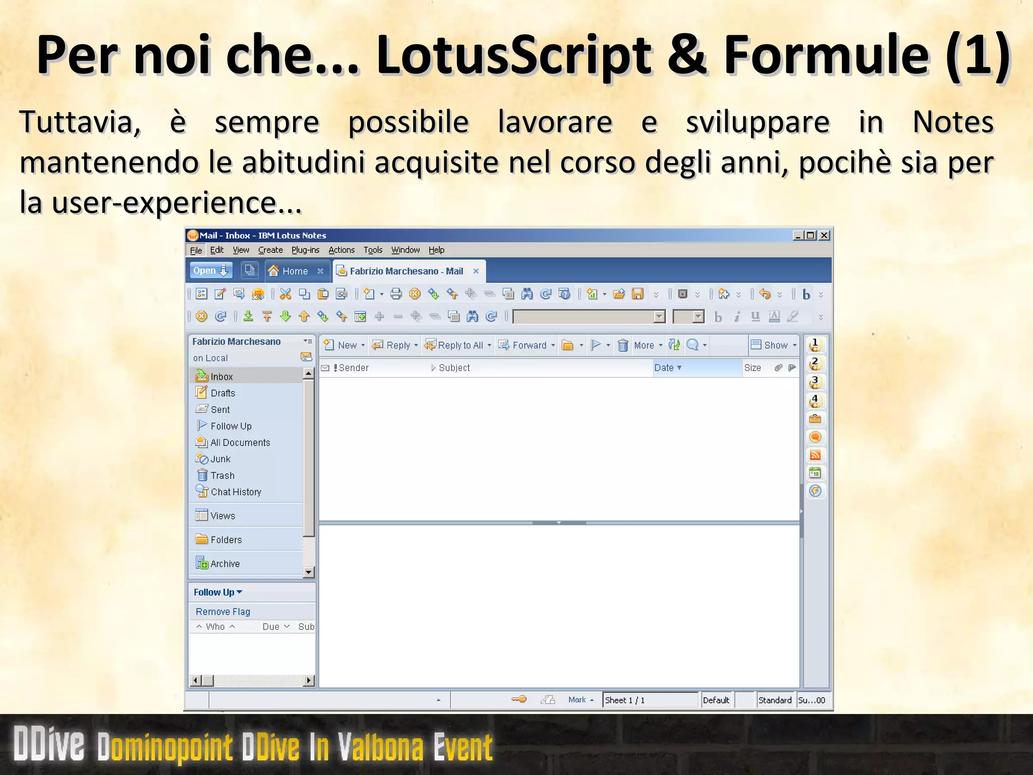 UKLUG 09 Pilota della navicella Symphony TM  per la missione Redbooks® Wiki: Developing Plugins for Lotus Notes, Sametime, and Symphony ( http://www-10.lotus.com/ldd/ddwiki.nsf/dx/Table_of_Contents_Developing_Customized_Components_for_Lotus_Notes_Sametime_and_Symphony ) http://www.frameweb.it/ 
