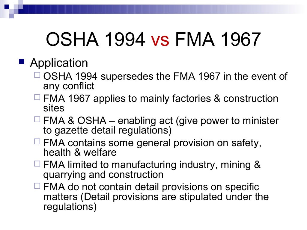 Fma 1967 & the regulations