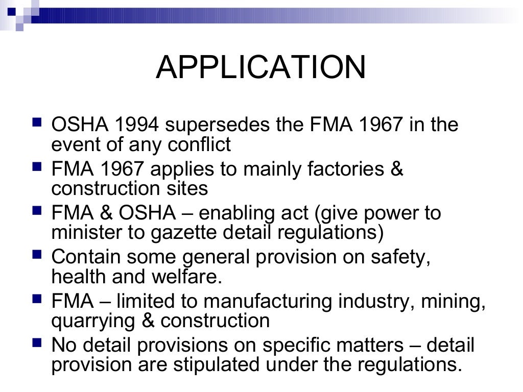 Fma 1967 & the regulations