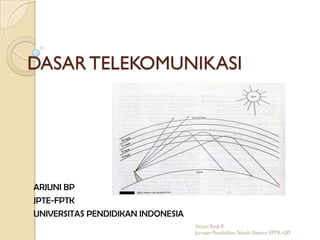 DASAR TELEKOMUNIKASI
ARJUNI BP
JPTE-FPTK
UNIVERSITAS PENDIDIKAN INDONESIA
Arjuni Budi P.
Jurusan PendidikanTeknik Elektro FPTK-UPI
 