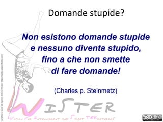 Grafica a cura de Ilgeko (Elena Rossi) http://ilgeko.daportfolio.com

Domande	
 stupide?
	
 
Non esistono domande stupide
e nessuno diventa stupido,
fino a che non smette
di fare domande!
(Charles p. Steinmetz)

 