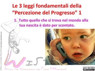 Le	
 3	
 leggi	
 fondamentali	
 della	
 
	
 
“Percezione	
 del	
 Progresso”	
 1	
 

Grafica a cura de Ilgeko (Elena Rossi) http://ilgeko.daportfolio.com

1.  Tu>o	
 quello	
 che	
 si	
 trova	
 nel	
 mondo	
 alla	
 
tua	
 nascita	
 è	
 dato	
 per	
 scontato.	
 

 