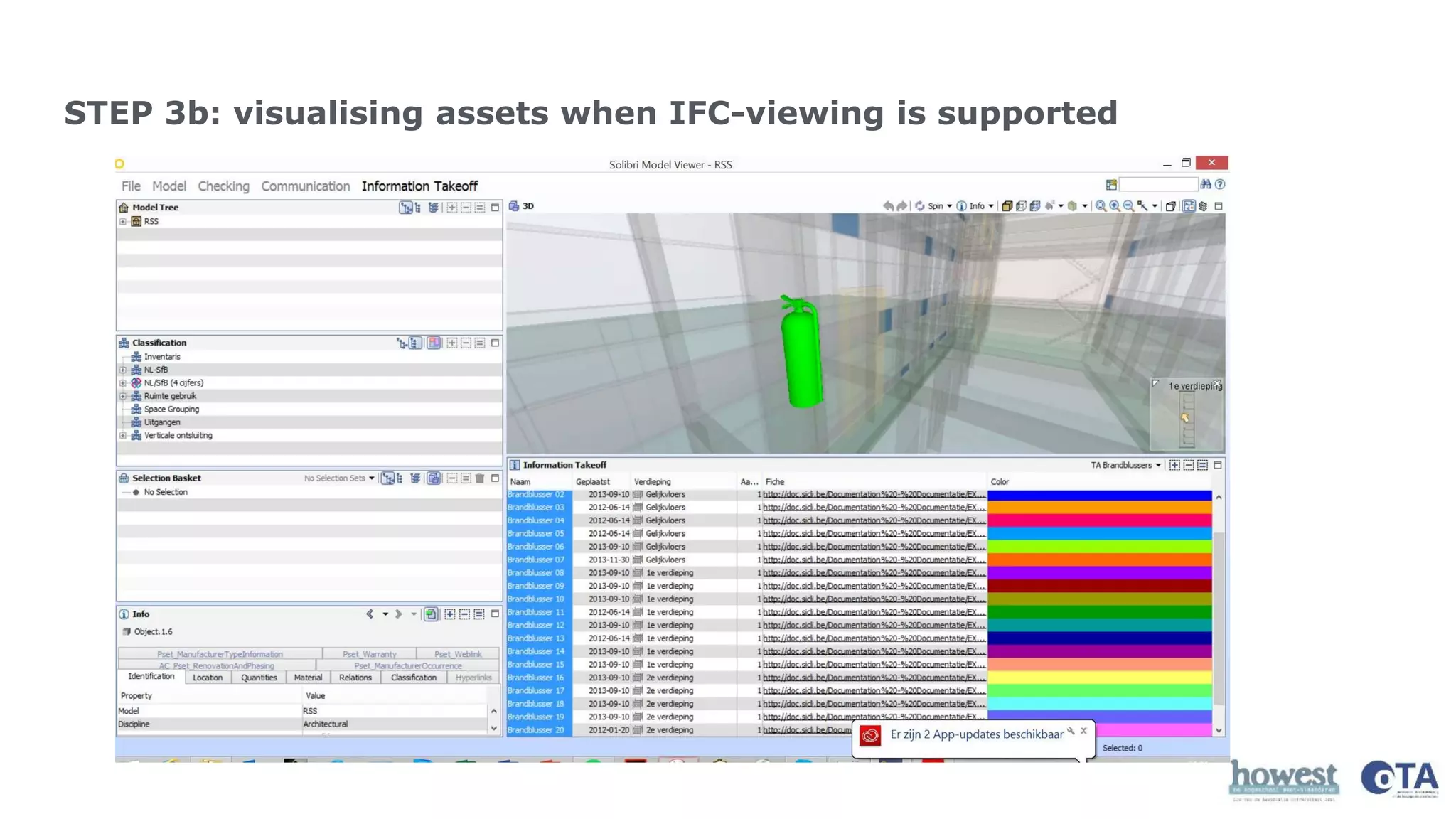 STEP 3b: visualising assets when IFC-viewing is supported
 