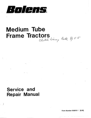 Fmc Bolens Medium Tube Frame Husky Tractors Service Manual For Model 855 G9 1055 G10 1155 G11 1255 G12 1453 G14 1456 H14 1656 H16