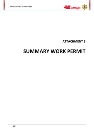 HSE CLOSE OUT REPORT 2013

ATTACHMENT 3

SUMMARY WORK PERMIT

20

 