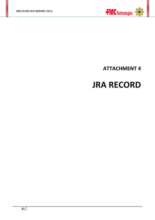 HSE CLOSE OUT REPORT 2013

ATTACHMENT 4

JRA RECORD

21

 