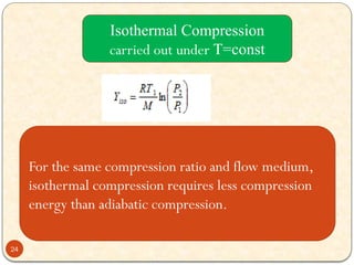 For the same compression ratio and flow medium,
isothermal compression requires less compression
energy than adiabatic compression.
Isothermal Compression
carried out under T=const
24
 