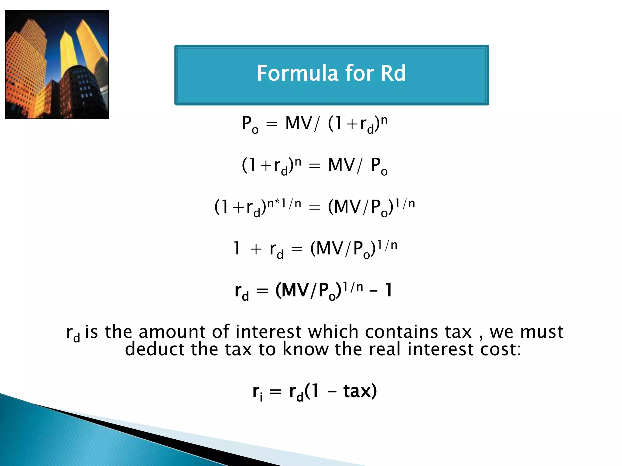 Mv Formula Math Financial Financial Management; Chapter: cost of capital | PPTX