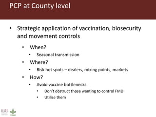 Benefits and possibilities for the foot and mouth disease progressive control pathway to be applied at county level