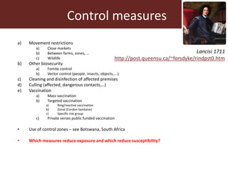 Foot-and-mouth disease: Control and vaccination