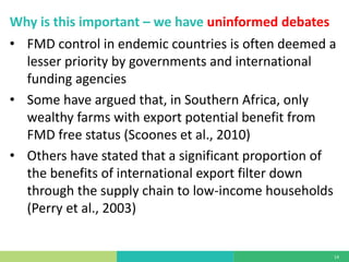 What do we know about the economic impact of foot and mouth disease in smallholder production? Summary of the evidence