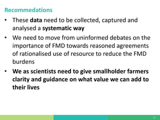 What do we know about the economic impact of foot and mouth disease in smallholder production? Summary of the evidence