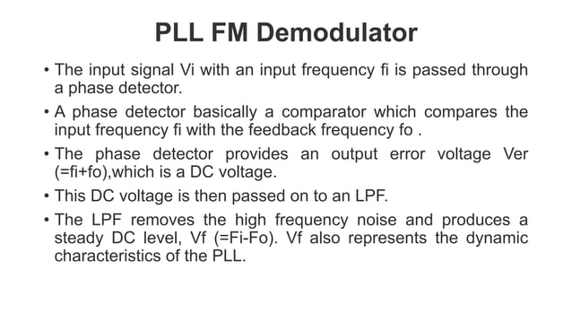 FM demodulation using PLL | PPT