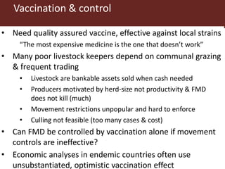 Foot and mouth disease (FMD) impact in endemic countries