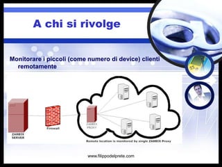 A chi si rivolge


Monitorare i piccoli (come numero di device) clienti
  remotamente




                           www.filippodelprete.com
 
