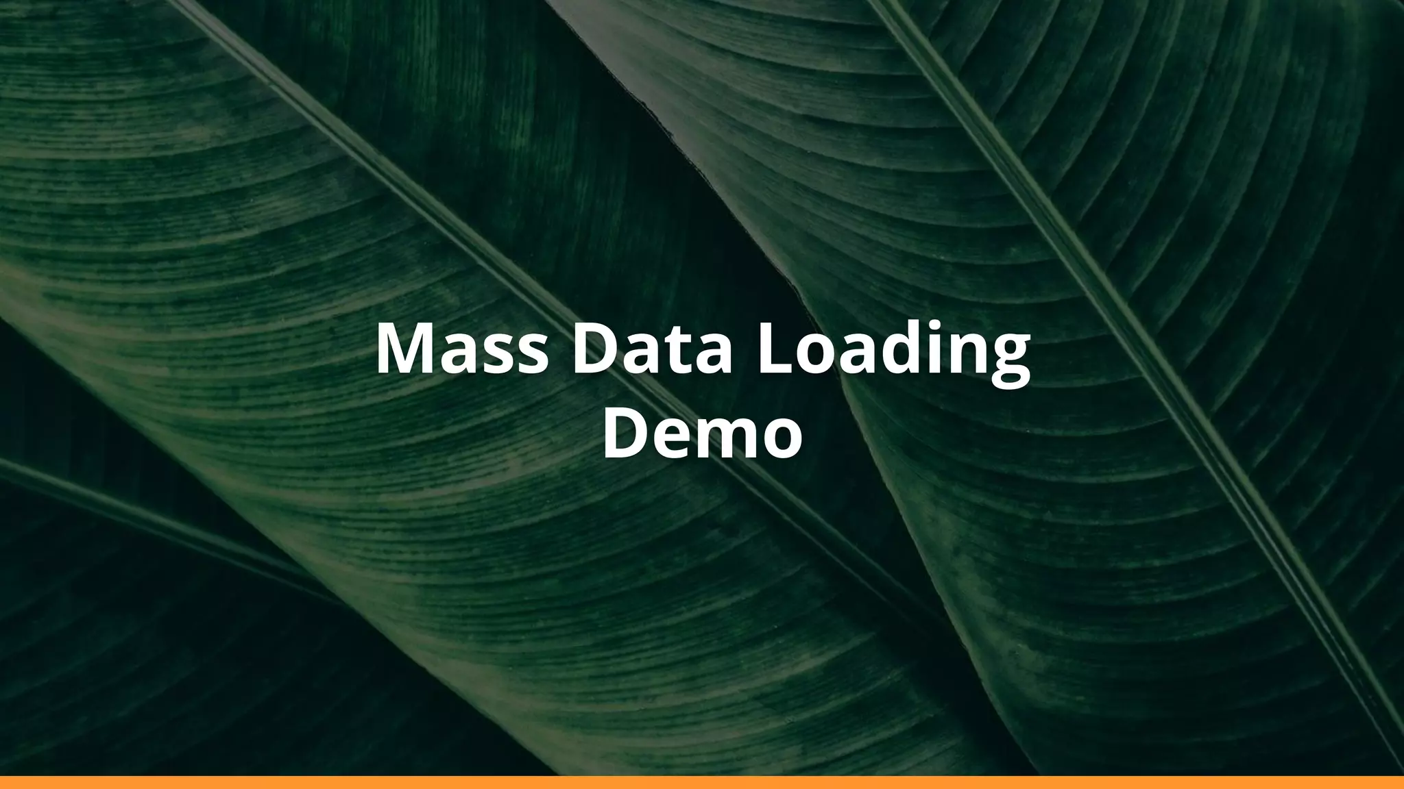 Mass Data Loading
Demo
 