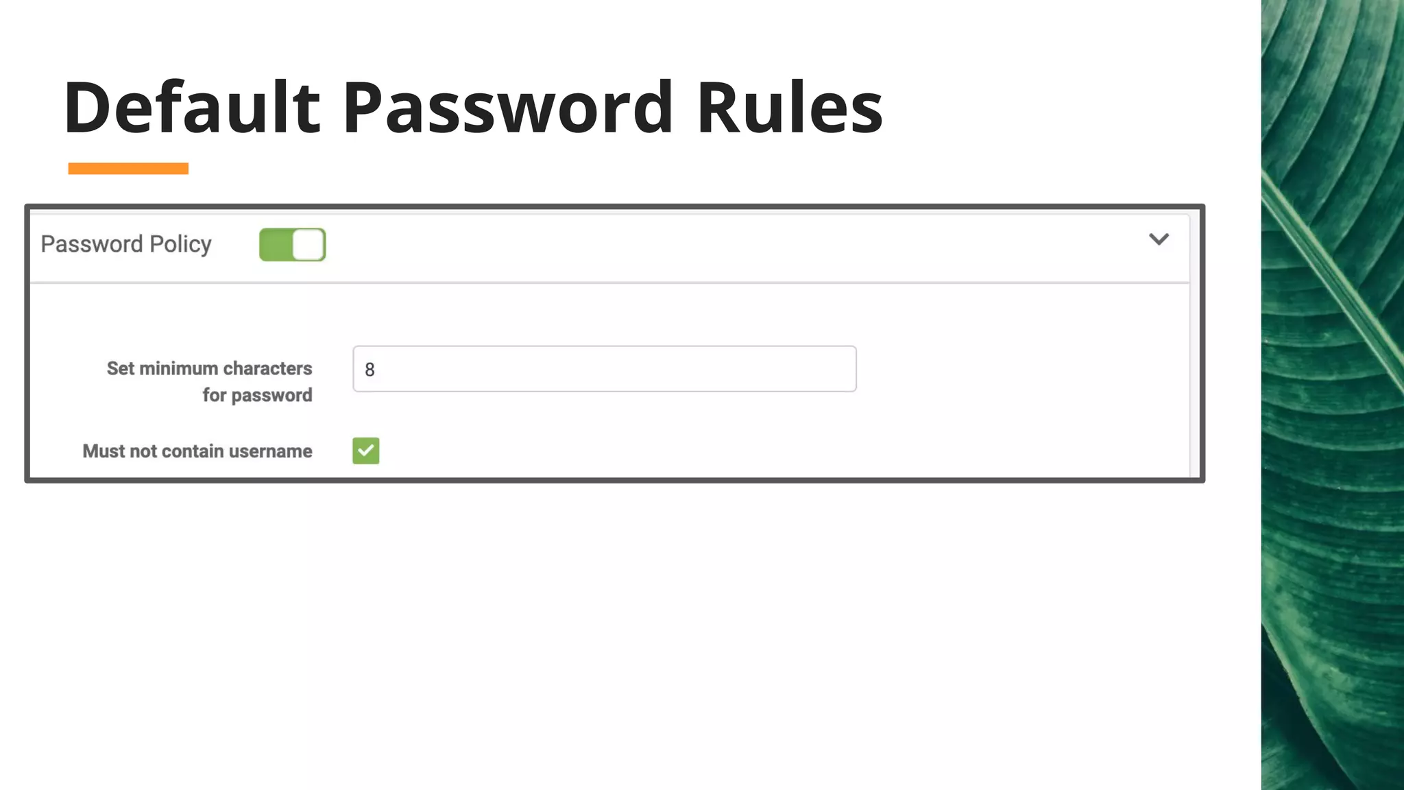 Default Password Rules
 