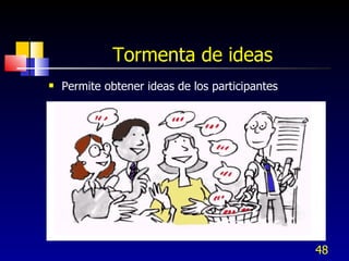 Tormenta de ideas Permite obtener ideas de los participantes 