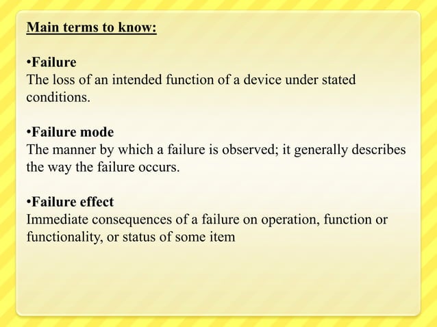 FAILURE MODE EFFECT ANALYSIS | PPTX | Mechanical and Industrial ...