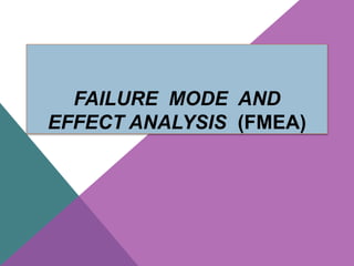 FAILURE MODE AND
EFFECT ANALYSIS (FMEA)
 