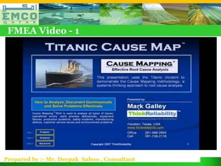 FMEA Video - 1




Prepared by :- Mr. Deepak Sahoo , Consultant
 