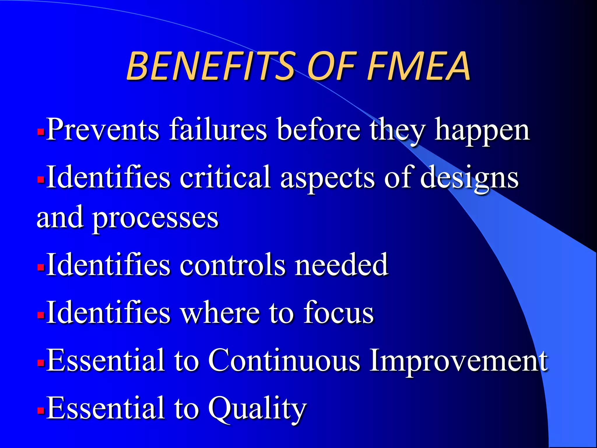 Ford formally brought it into the automotive industry in the 1970’s after the Pinto “thermal events”FMEA HISTORYNow adopted as part of APQP (Advanced Product Quality Planning)