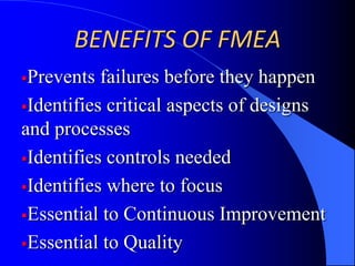 Ford formally brought it into the automotive industry in the 1970’s after the Pinto “thermal events”FMEA HISTORYNow adopted as part of APQP (Advanced Product Quality Planning)