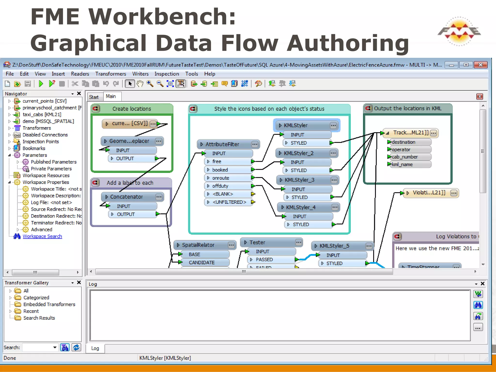 FME Workbench:
Graphical Data Flow Authoring
 