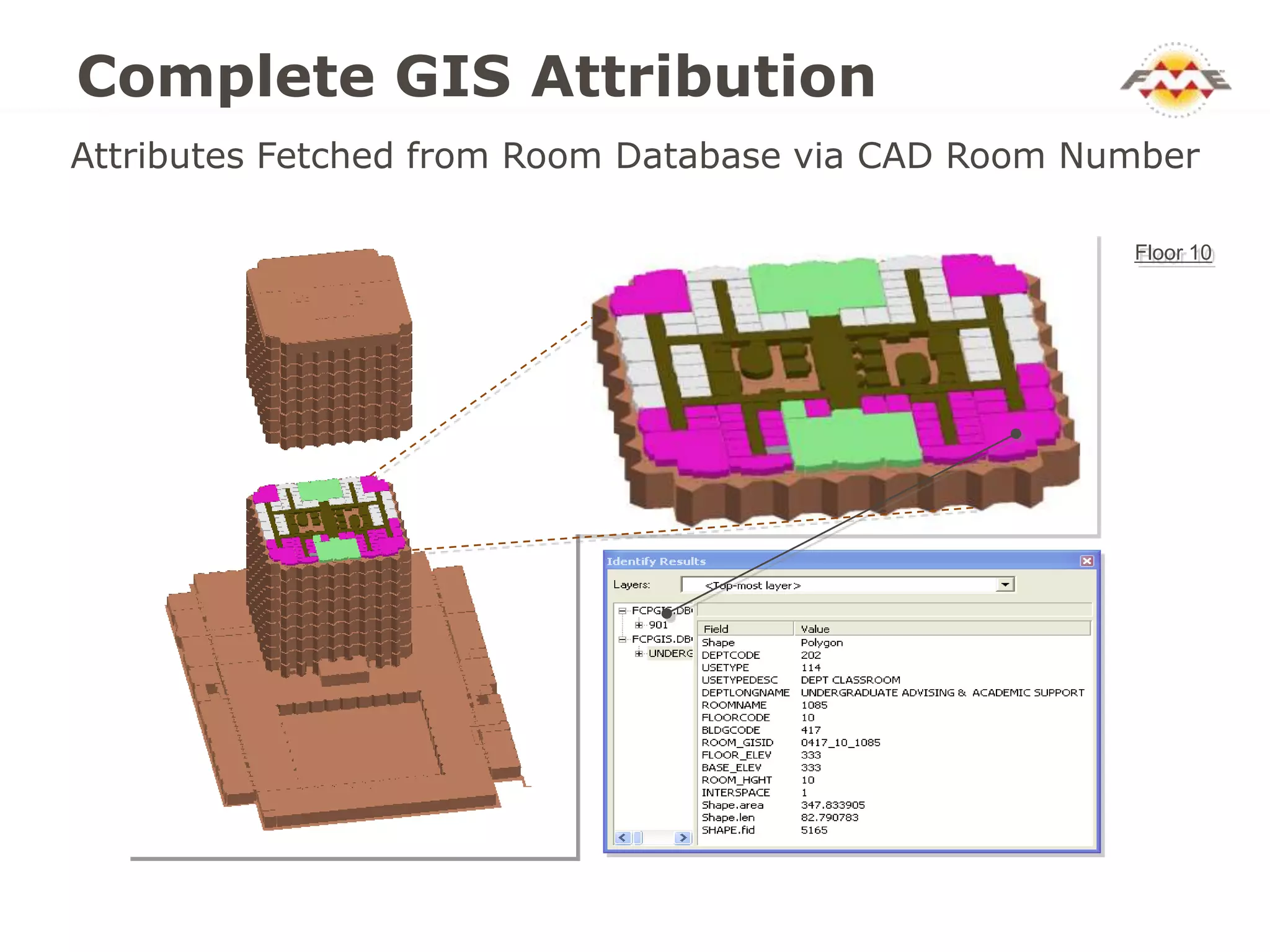 Complete GIS Attribution
Attributes Fetched from Room Database via CAD Room Number

                                                     Floor 10
 