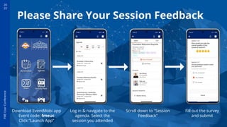 20
22
FME
User
Conference
Please Share Your Session Feedback
Log in & navigate to the
agenda. Select the
session you attended
Scroll down to “Session
Feedback”
Download EventMobi app
Event code: fmeuc
Click “Launch App”
Fill out the survey
and submit
 