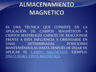 MEMORIA PRINCIPALSON CIRCUITOS INTEGRADOS CAPACES DE ALMACENAR INFORMACIÓN DIGITAL, A LOS QUE TIENE ACCESO EL MICROPROCESADOR DEL EQUIPO DE COMPUTACIÓN.