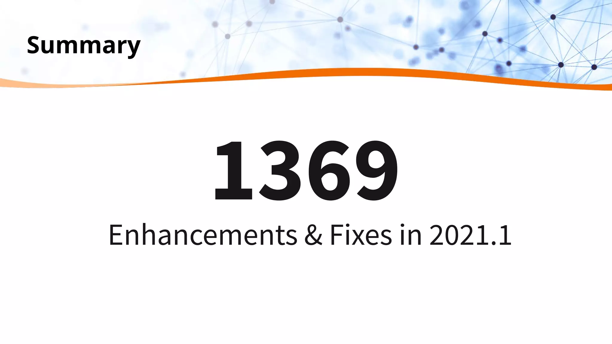 Summary
1369
Enhancements & Fixes in 2021.1
 