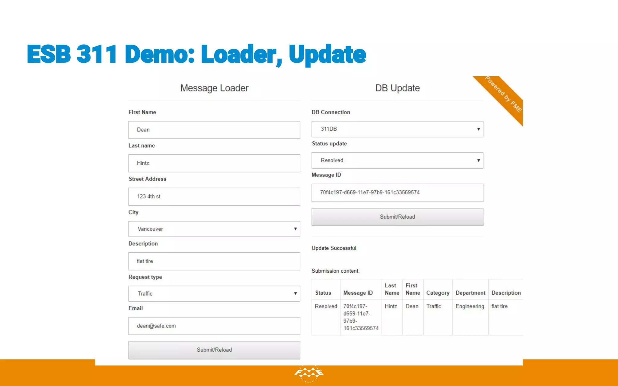 ESB 311 Demo: Loader, Update
 