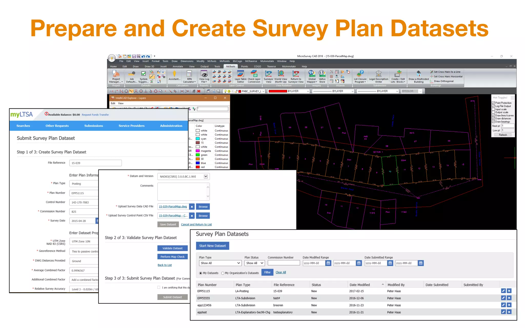 Prepare and Create Survey Plan Datasets
 