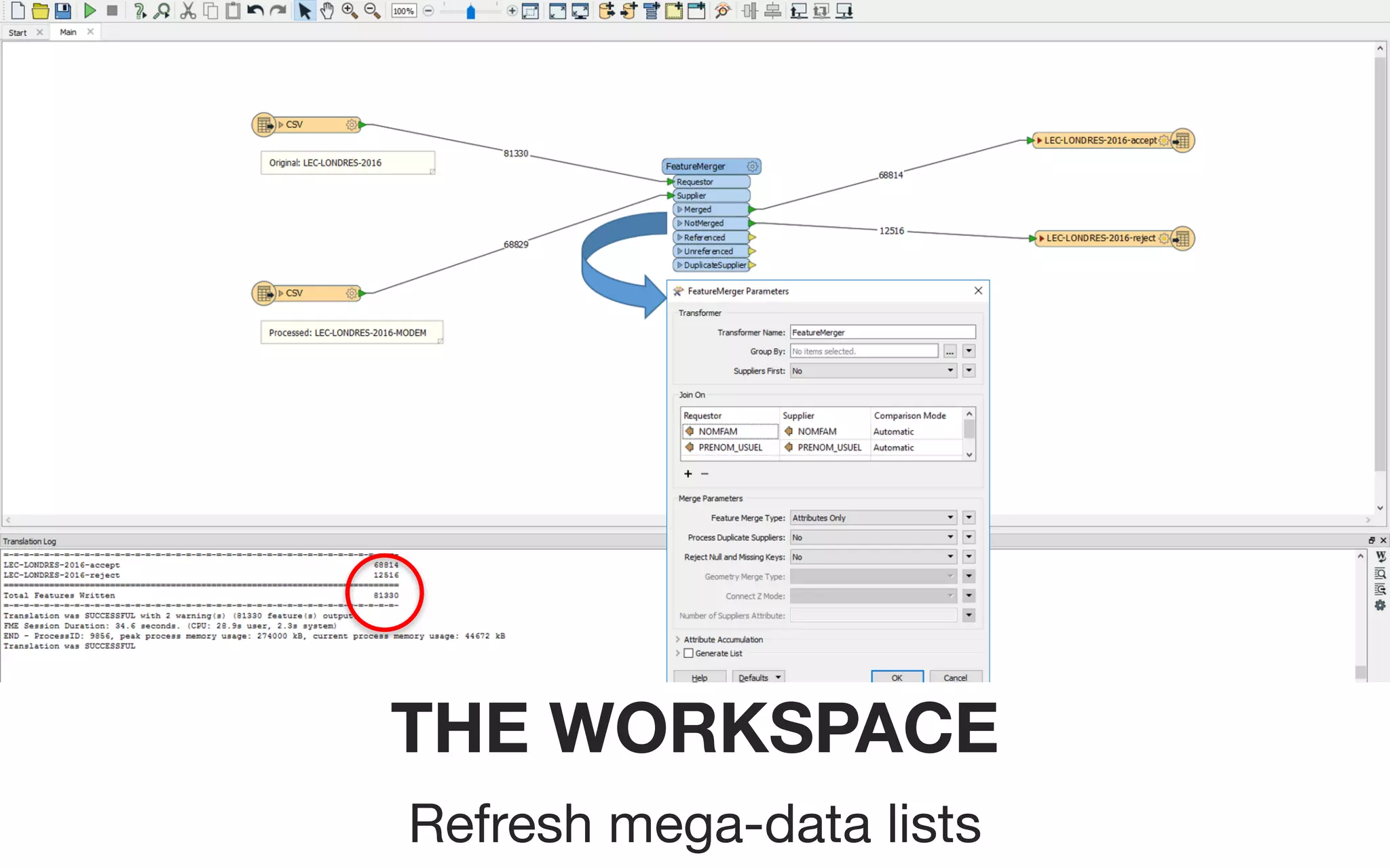 THE WORKSPACE
Refresh mega-data lists
 