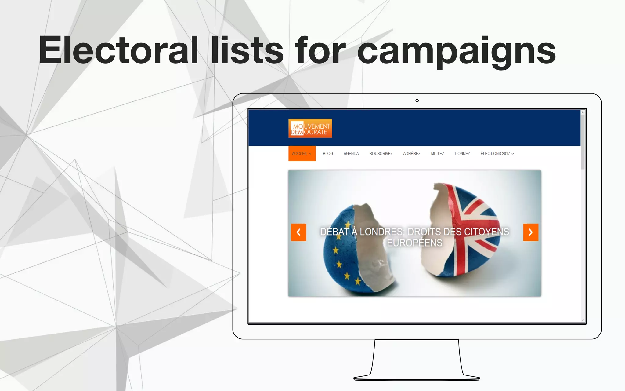 Place your screenshot here
Electoral lists for campaigns
 