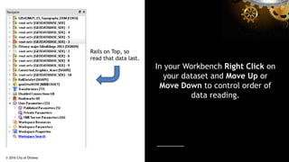 In your Workbench Right Click on
your dataset and Move Up or
Move Down to control order of
data reading.
© 2016 City of Ot...