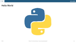 2021.1 Python: Por Onde Começar e Quais Suas Aplicações? 36
Aplicações
4
Hello World
 