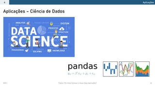 2021.1 Python: Por Onde Começar e Quais Suas Aplicações? 42
Aplicações – Ciência de Dados
Aplicações
4
 