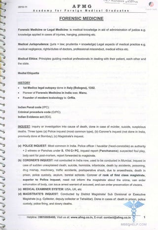 FMGE Notes - Forensic Medicine