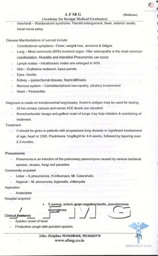 FMGE Notes - General Medicine