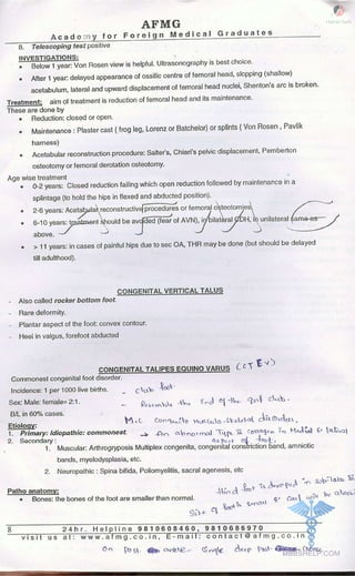 FMGE Notes - Orthopedics
