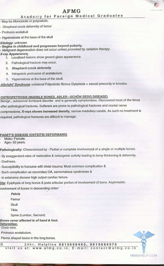 FMGE Notes - Orthopedics