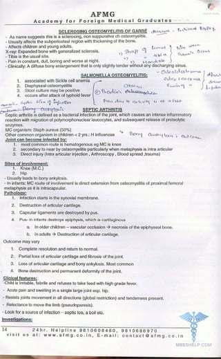 FMGE Notes - Orthopedics