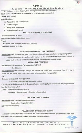 FMGE Notes - Orthopedics