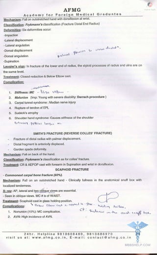 FMGE Notes - Orthopedics
