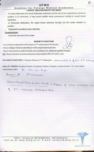 FMGE Notes - Orthopedics
